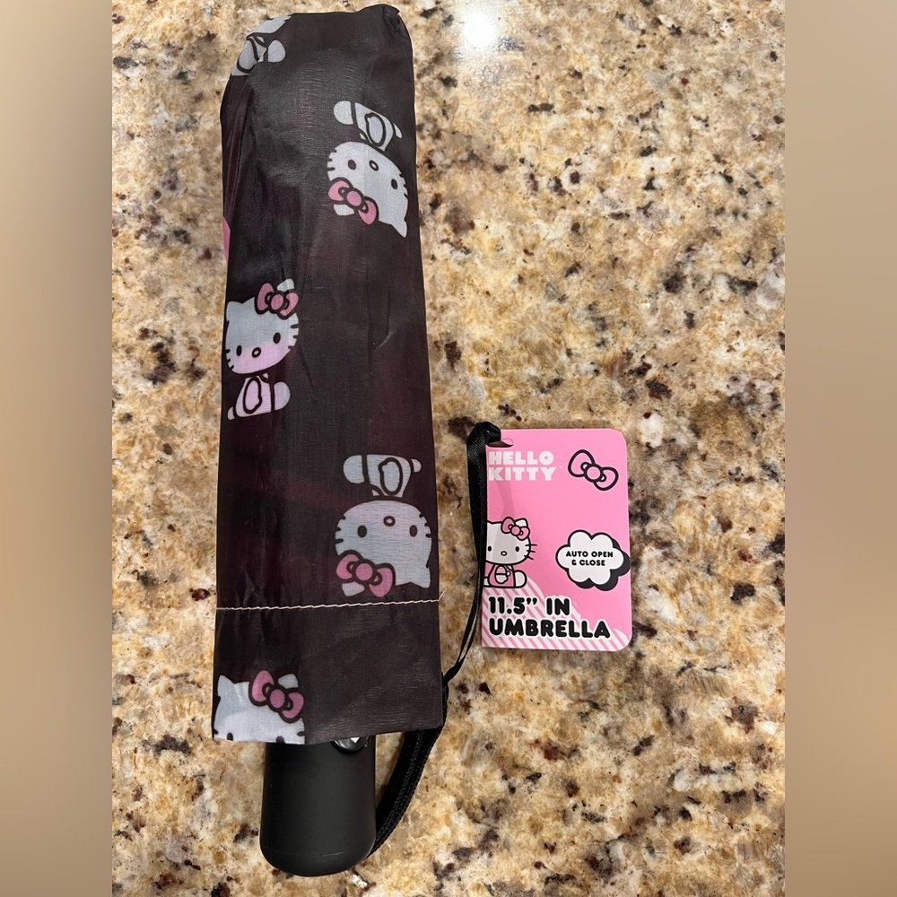 Hello Kitty Pink and Black Compact Auto Open Umbrella